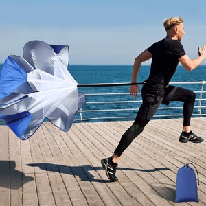 image:imageRunning Speed Training 56 Inch Speed Chute with Carry Bag Resistance Running Parachute for Football Soccer Training Kids Youth and Adults Blue