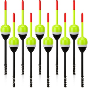 image:imageSumind 10 Pieces Fishing Bobbers Balsa Wooden Oval Stick Spring Fishing Floats for Crappie Tackle AccessoriesBlack and Yellow