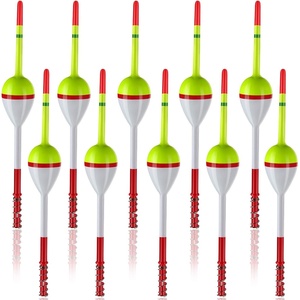 image:imageSumind 10 Pieces Fishing Bobbers Balsa Wooden Oval Stick Spring Fishing Floats for Crappie Tackle AccessoriesWhite and Yellow