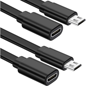 image:imageSumind 2 Pack Micro USB Extension Cable 10 ft 3 Meters Male to Female Extender Cord Compatible with Wireless Security Camera Flat Power Cable Cable Clips Included Black