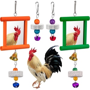image:imageSumind 2 Pieces Chicken Mirror Toys Hanging Swing Mirror with Bell Wooden Pecking Toy and 4 Pieces Beak Grinding Molar Stones for Hens Birds ParrotsRedBlueGreen Orange