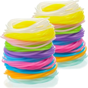 image:imageSumind 200 Pcs Jelly Bracelets 80s Glow Silicone Jelly Bracelets Women Hair Ties Retro Neon Rainbow Silicone Wristband Halloween Christmas Disco Party for Adults24 inches