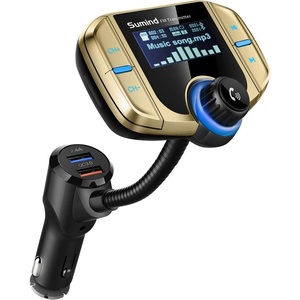 image:imageSumind 2026 Upgraded Wireless Bluetooth Car Adapter FM Transmitter 17 LCD Display Flexible Gooseneck 20W QC30ampDual USB Ports AUX InputOutput for HandsFree Call Micro TF CardBlackNormalGolden