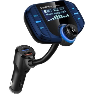 image:imageSumind 2026 Upgraded Wireless Bluetooth Car Adapter FM Transmitter 17 LCD Display Flexible Gooseneck 20W QC30ampDual USB Ports AUX InputOutput for HandsFree Call Micro TF CardBlackNormalBlue