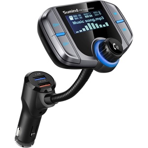 image:imageSumind 2026 Upgraded Wireless Bluetooth Car Adapter FM Transmitter 17 LCD Display Flexible Gooseneck 20W QC30ampDual USB Ports AUX InputOutput for HandsFree Call MicroTF CardGreyNormal