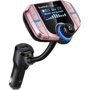 image:imageSumind 2026 Upgraded Wireless Bluetooth Car Adapter FM Transmitter 17 LCD Display Flexible Gooseneck 20W QC30ampDual USB Ports AUX InputOutput for HandsFree Call MicroTF CardRoseNormal