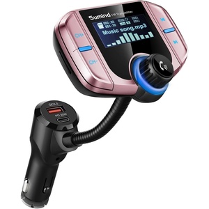 image:imageSumind 2026 Upgraded Wireless Bluetooth Car Adapter FM Transmitter 17 LCD Display Flexible Gooseneck 20W QC30ampDual USB Ports AUX InputOutput for HandsFree Call Micro TF CardBlackNormalRose Gold