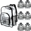image:imageSumind 6 Pcs 17 Inch Bulk Clear Backpack Bulk for School Kids Bookbag Transparent Bag Student Large Heavy Duty Back Bag for DonationBlackBlack