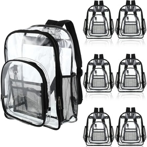 image:imageSumind 6 Pcs 17 Inch Bulk Clear Backpack Bulk for School Kids Bookbag Transparent Bag Student Large Heavy Duty Back Bag for DonationBlackBlack