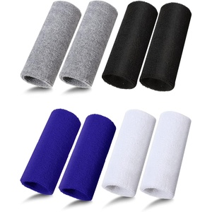 image:imageSumind 8 Pieces 6 Inch Wrist Sweatband Sports Wristbands Tennis Elastic Athletic Wristband for Men and Women Wide Wrist Protection Band Long Size for Basketball RunningBlack  White  Dark Grey  Blue