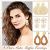 image:imageSumind 4 Pairs Boho Raffia Earrings Flower Round Drop Dangle Woven Earrings for Women Summer Vacation Tropical Beach Natural Handmade Raffia Jewelry Gifts Set Bohemian AccessoriesBoho