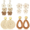image:imageSumind 4 Pairs Boho Raffia Earrings Flower Round Drop Dangle Woven Earrings for Women Summer Vacation Tropical Beach Natural Handmade Raffia Jewelry Gifts Set Bohemian AccessoriesBoho