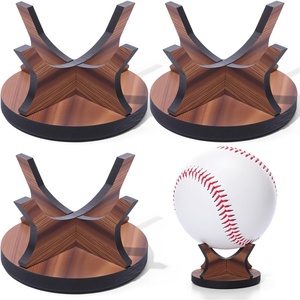 image:imageSumind 3 Pack Acrylic Small Ball Stand Holder Clear Baseball Holders for Display Sport Ball Display Stand Baseball for Golf Softball Tennis Collectible Spheres Decor for Desk amp HomeWood