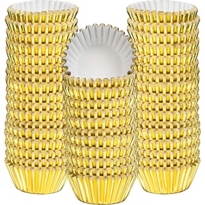 image:imageSumind 400 Pieces Mini Foil Cupcake Liners Baking Cups Metallic Cupcake Liner for Holiday Baking Muffin and Cupcakes10 ColorsGold