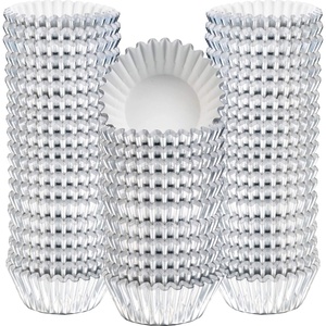 image:imageSumind 400 Pieces Mini Foil Cupcake Liners Baking Cups Metallic Cupcake Liner for Holiday Baking Muffin and Cupcakes10 ColorsSilver