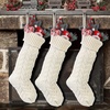 image:image8 Pieces Knitted Christmas Stockings 18 Inch Large Size Crochet Cable Knit Hanging Stocking Decorations for Xmas Family Holiday Season Decor Ivory White