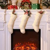 image:image8 Pieces Knitted Christmas Stockings 18 Inch Large Size Crochet Cable Knit Hanging Stocking Decorations for Xmas Family Holiday Season Decor Ivory White