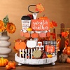 image:imageSumind 15 Pcs Fall Decorations for Home Fall Tiered Tray Decor SetPumpkin  Maple Leaves Pumpkin Wooden Signs Thanksgiving Table Signs Rustic Farmhouse Tabletop Centerpieces Autumn Harvest DecorPumpkin