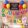 image:imageSumind 2 Pcs Back to School Decorations Banner 7 ft Felt Pencil Bow Garland 3D First Day of School Hanging Backdrop Ornament for Classroom Pencil Teacher Party Decoration Gift98 ftBlue White3 PcsPastel