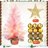 image:imageSumind 24 Inch2 ft Mini Pink Christmas Tree with Lights Tabletop Christmas Tree with 24 Pcs Ball Ornament Star DIY Prelit Small Artificial Pine for Xmas Table Home Indoor DecorSilver BallsGold Balls