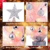 image:imageSumind 24 Inch2 ft Mini Pink Christmas Tree with Lights Tabletop Christmas Tree with 24 Pcs Ball Ornament Star DIY Prelit Small Artificial Pine for Xmas Table Home Indoor DecorSilver BallsSilver Balls