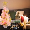 image:imageSumind 24 Inch2 ft Mini Pink Christmas Tree with Lights Tabletop Christmas Tree with 24 Pcs Ball Ornament Star DIY Prelit Small Artificial Pine for Xmas Table Home Indoor DecorSilver BallsGold Balls