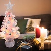 image:imageSumind 24 Inch2 ft Mini Pink Christmas Tree with Lights Tabletop Christmas Tree with 24 Pcs Ball Ornament Star DIY Prelit Small Artificial Pine for Xmas Table Home Indoor DecorSilver BallsSilver Balls