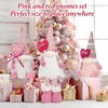 image:imageSumind 3 Pcs Christmas Sitting Doll Santa Claus Snowman Reindeer Sitter Christmas Ornament with Long Legs Xmas Figurines Plush for Table Fireplace Home DecorationPink Heart