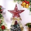 image:imageSumind 98 x 118 Inch Christmas Star Tree Topper Glittered Star Metal Plug in Treetop Ornaments with Bow and 30 LED String Light for Christmas Tree Indoor Holiday Party DecorationBlackRed