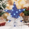 image:imageSumind 98 x 118 Inch Christmas Star Tree Topper Glittered Star Metal Plug in Treetop Ornaments with Bow and 30 LED String Light for Christmas Tree Indoor Holiday Party DecorationBlackBlue