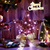 image:imageSumind 98 x 118 Inch Christmas Star Tree Topper Glittered Star Metal Plug in Treetop Ornaments with Bow and 30 LED String Light for Christmas Tree Indoor Holiday Party DecorationBlackRed