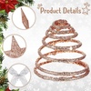 image:imageSumind 98 x 118 Inch Christmas Star Tree Topper Glittered Star Metal Plug in Treetop Ornaments with Bow and 30 LED String Light for Christmas Tree Indoor Holiday Party DecorationBlackGold Rose