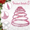 image:imageSumind 98 x 118 Inch Christmas Star Tree Topper Glittered Star Metal Plug in Treetop Ornaments with Bow and 30 LED String Light for Christmas Tree Indoor Holiday Party DecorationBlackPink