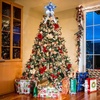 image:imageSumind 98 x 118 Inch Christmas Star Tree Topper Glittered Star Metal Plug in Treetop Ornaments with Bow and 30 LED String Light for Christmas Tree Indoor Holiday Party DecorationBlackBlue