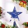 image:imageSumind 98 x 118 Inch Christmas Star Tree Topper Glittered Star Metal Plug in Treetop Ornaments with Bow and 30 LED String Light for Christmas Tree Indoor Holiday Party DecorationBlackBlue