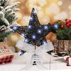image:imageSumind 98 x 118 Inch Christmas Star Tree Topper Glittered Star Metal Plug in Treetop Ornaments with Bow and 30 LED String Light for Christmas Tree Indoor Holiday Party DecorationBlackBlack