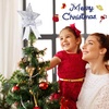 image:imageSumind 98 x 118 Inch Christmas Star Tree Topper Glittered Star Metal Plug in Treetop Ornaments with Bow and 30 LED String Light for Christmas Tree Indoor Holiday Party DecorationBlackSilver