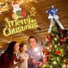 image:imageSumind 98 x 118 Inch Christmas Star Tree Topper Glittered Star Metal Plug in Treetop Ornaments with Bow and 30 LED String Light for Christmas Tree Indoor Holiday Party DecorationBlackBlue
