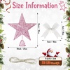 image:imageSumind 98 x 118 Inch Christmas Star Tree Topper Glittered Star Metal Plug in Treetop Ornaments with Bow and 30 LED String Light for Christmas Tree Indoor Holiday Party DecorationBlackPink
