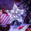 image:imageSumind 98 x 118 Inch Christmas Star Tree Topper Glittered Star Metal Plug in Treetop Ornaments with Bow and 30 LED String Light for Christmas Tree Indoor Holiday Party DecorationBlackSilver