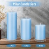 image:imageSumind Set of 12 Pillar Candles Bulk 3x 4 6 8 Dripless Unscented Poured Candles Long Clean Burning Tapers for Wedding Rustic Party Spa Bath Home Decor Relaxation All OccasionsIvoryBlue