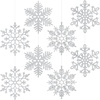 image:image8 Pcs Large Snowflakes Extra Large Outdoor Christmas Ornaments 12 Glittered Snowflakes Decorations Oversized Christmas Tree Ornaments Winter Indoor Outdoor Window Hanging Decorations WhiteSilver
