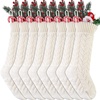 image:image8 Pieces Knitted Christmas Stockings 18 Inch Large Size Crochet Cable Knit Hanging Stocking Decorations for Xmas Family Holiday Season Decor Ivory White