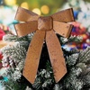 image:imageSumind 10 Inch Rustic Christmas Metal Bow Tree Topper Gold Rusty Bow Ornaments Farmhouse Christmas Tree Topper Vintage Metal Xmas Bows for Home Indoor Outdoor Party Decorations Party