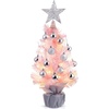 image:imageSumind 24 Inch2 ft Mini Pink Christmas Tree with Lights Tabletop Christmas Tree with 24 Pcs Ball Ornament Star DIY Prelit Small Artificial Pine for Xmas Table Home Indoor DecorSilver BallsSilver Balls