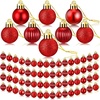 image:imageSumind 48 Pieces Christmas Mini Balls Ornaments 12 Inch Miniature Glitter Balls Xmas Tree Small Hanging Decorations Pendants for Holiday Party Wedding Home DIY Craft DecorClassic StyleRedRed