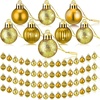 image:imageSumind 48 Pieces Christmas Mini Balls Ornaments 12 Inch Miniature Glitter Balls Xmas Tree Small Hanging Decorations Pendants for Holiday Party Wedding Home DIY Craft DecorClassic StyleRedGold