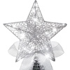 image:imageSumind 98 x 118 Inch Christmas Star Tree Topper Glittered Star Metal Plug in Treetop Ornaments with Bow and 30 LED String Light for Christmas Tree Indoor Holiday Party DecorationBlackSilver