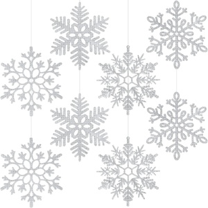 image:image8 Pcs Large Snowflakes Extra Large Outdoor Christmas Ornaments 12 Glittered Snowflakes Decorations Oversized Christmas Tree Ornaments Winter Indoor Outdoor Window Hanging Decorations WhiteSilver