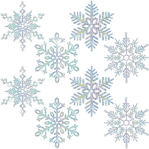 image:image8 Pcs Large Snowflakes Extra Large Outdoor Christmas Ornaments 12 Glittered Snowflakes Decorations Oversized Christmas Tree Ornaments Winter Indoor Outdoor Window Hanging Decorations WhiteRainbow Color